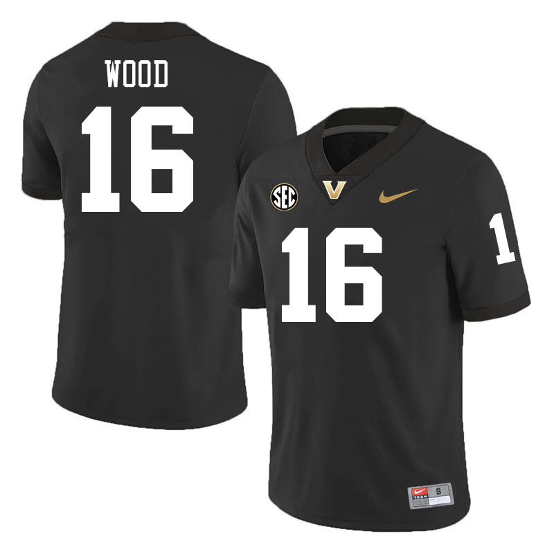 Zaylin Wood Jersey, Vanderbilt Commodores #16 Zaylin Wood Football Jersey, Uniforms-Black Zaylin Wood Jersey, Vanderbilt Commodores #16 Zaylin Wood Football Jersey, Uniforms-Black